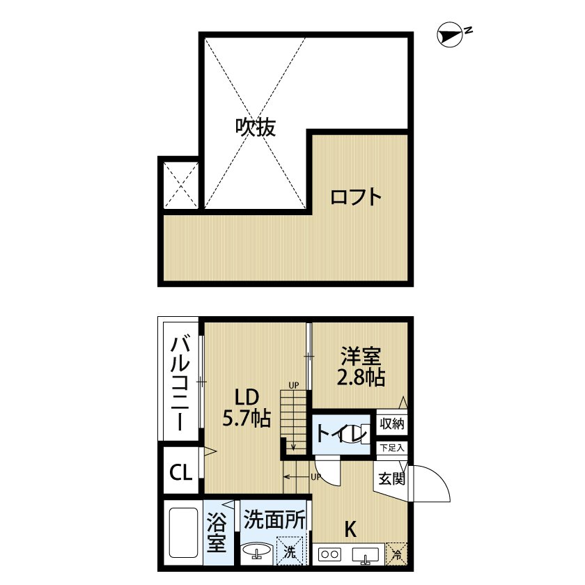 Cielo Garden 折立(シエロガーデン)・201号室の間取り