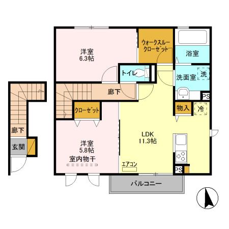 デュオラピッツ Bの間取り