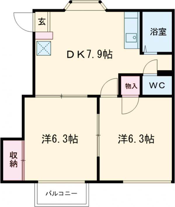 イシイサンヴィレッジAの間取り