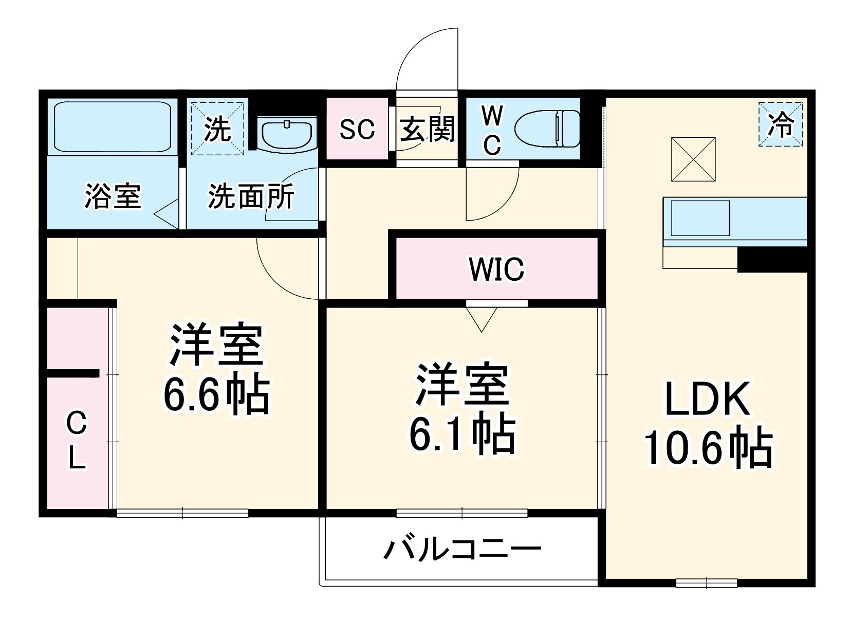 ティフブルー湘南Ａ棟・202号室の間取り