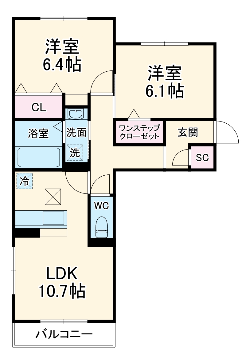 ティフブルー湘南Ａ棟・203号室の間取り