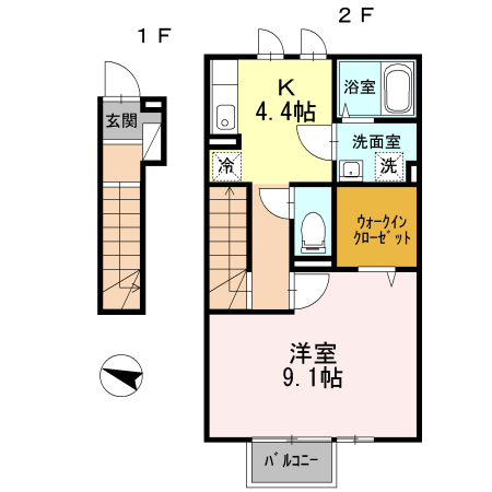 幸町の完工年月(2012年3月)築の賃貸アパートの間取り