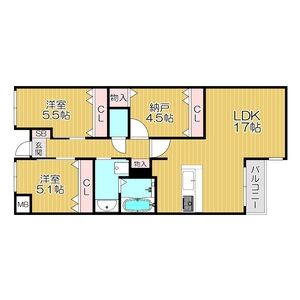 桜の町の完工年月(2024年12月)築の賃貸マンションの間取り