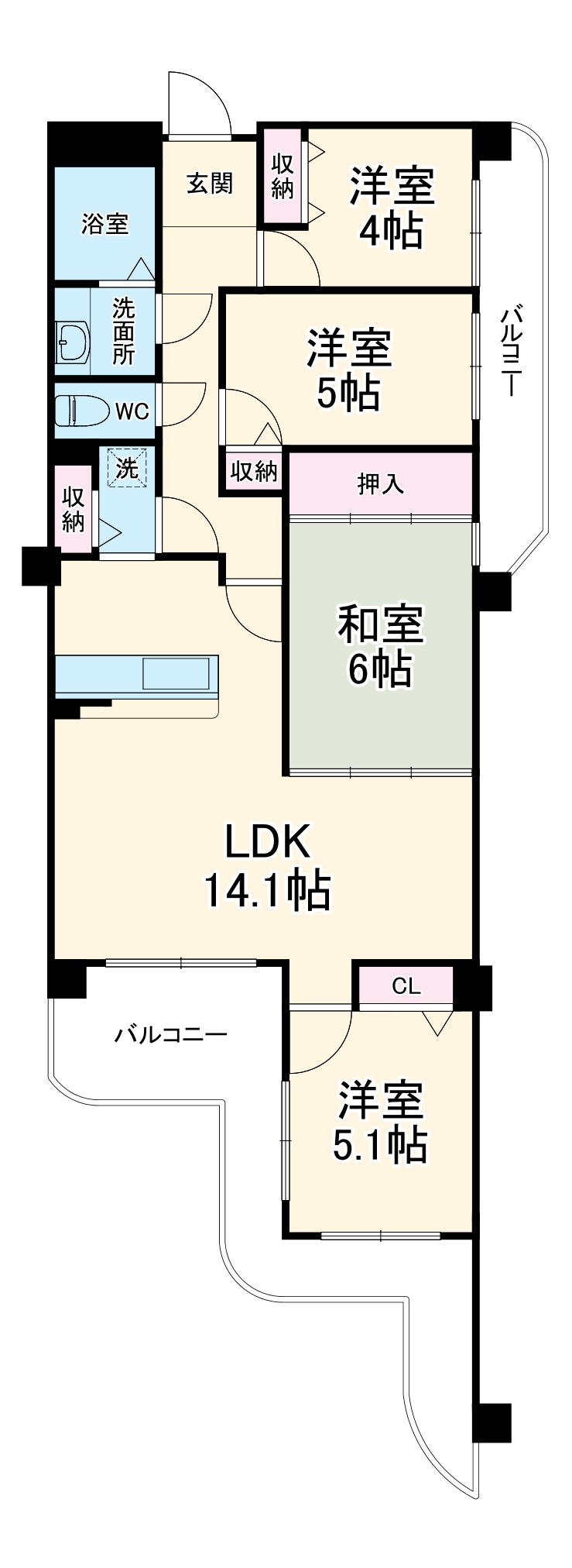 サンハウス第4あさひのの間取り