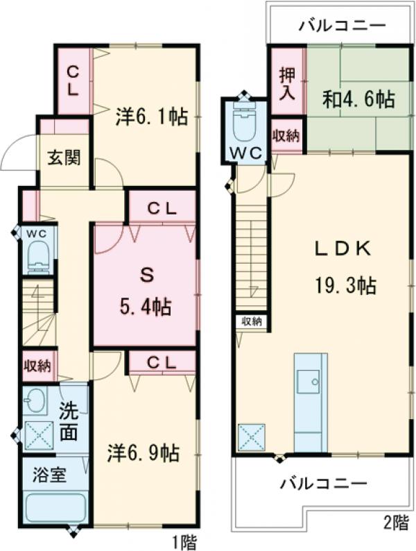 関町北戸建の間取り