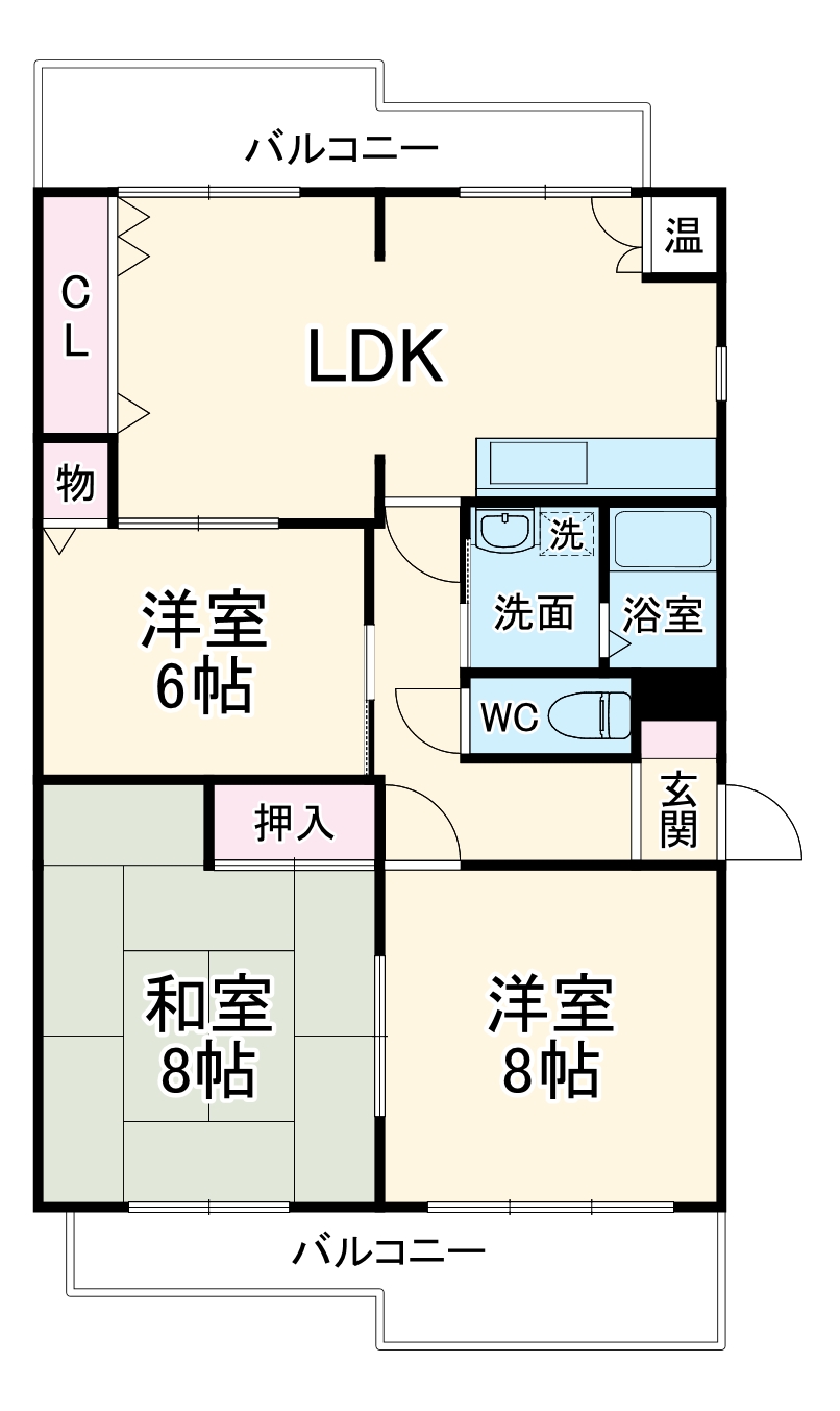東山元町住宅2号棟の間取り