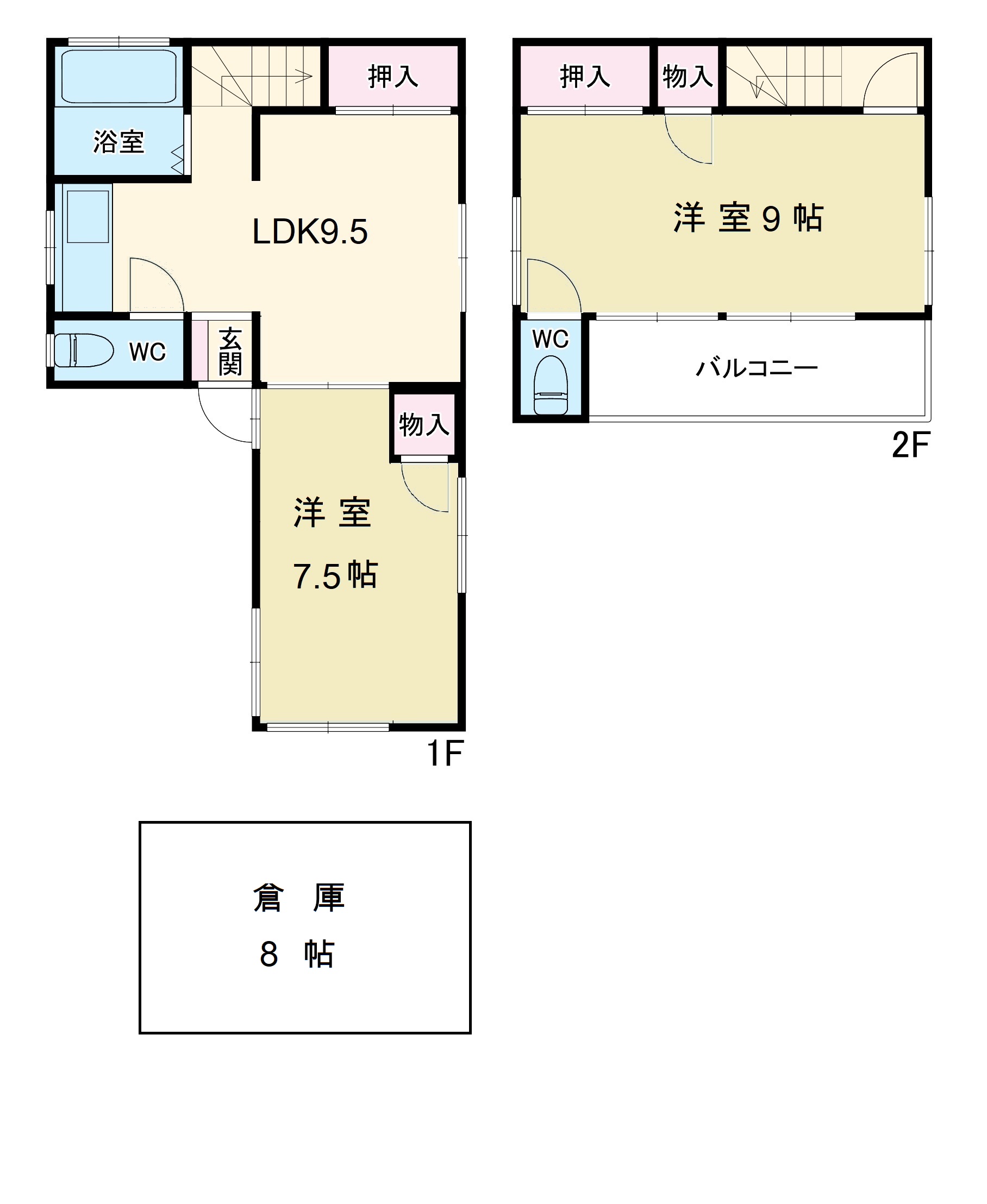 三郷市鷹野戸建て(倉庫・作業場付)の間取り