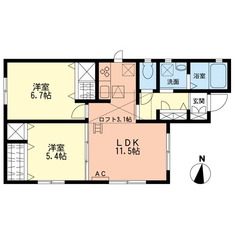 市川貸家Dの間取り