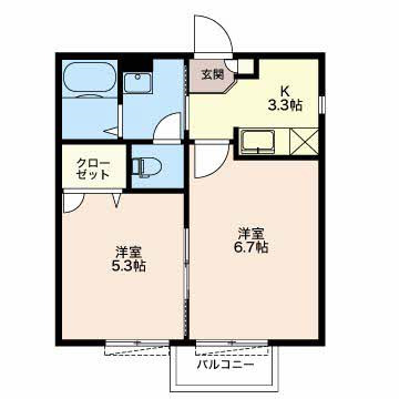 サンパーク西塚Aの間取り