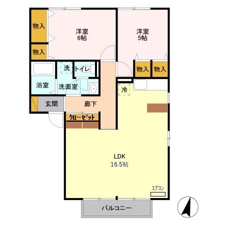 ディアコート Bの間取り