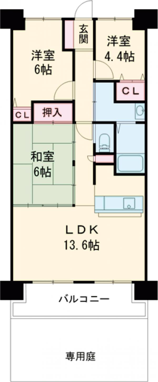 シャルマンフジ泉大津ロイヤルガーデンの間取り