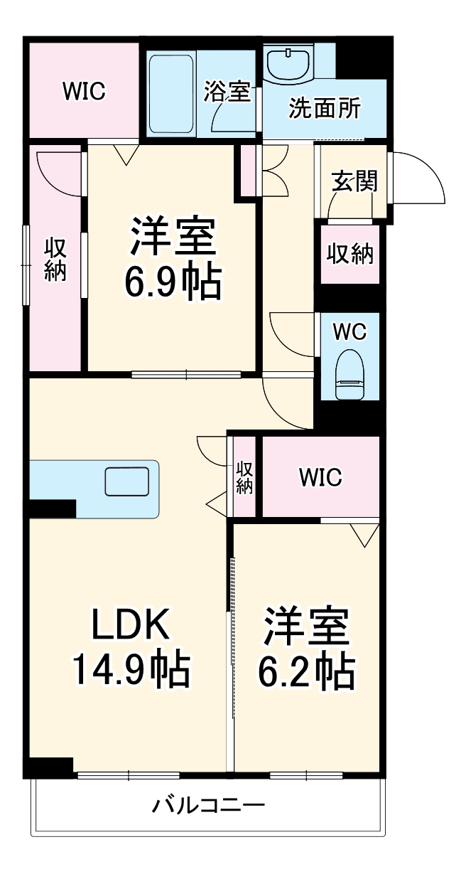 ベレオ助信町の間取り