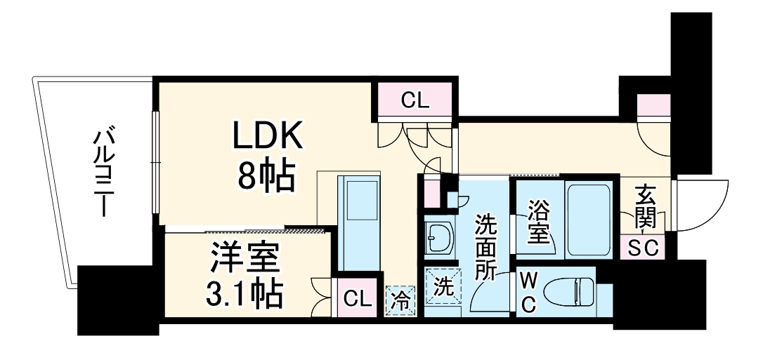 コンフォリア・リヴ本町WEST Qの間取り