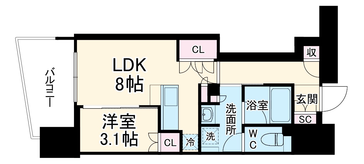 コンフォリア・リヴ本町WEST Qの間取り
