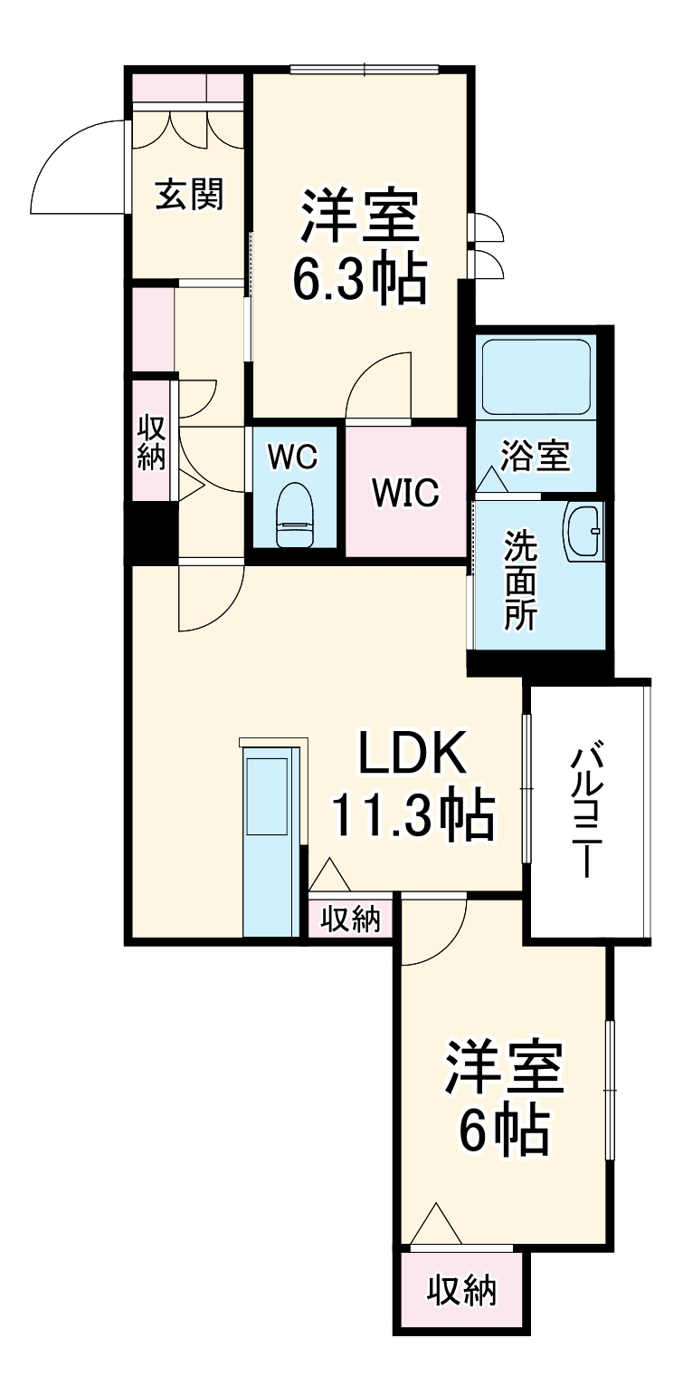 小倉の完工年月(2024年9月)築の賃貸マンションの間取り