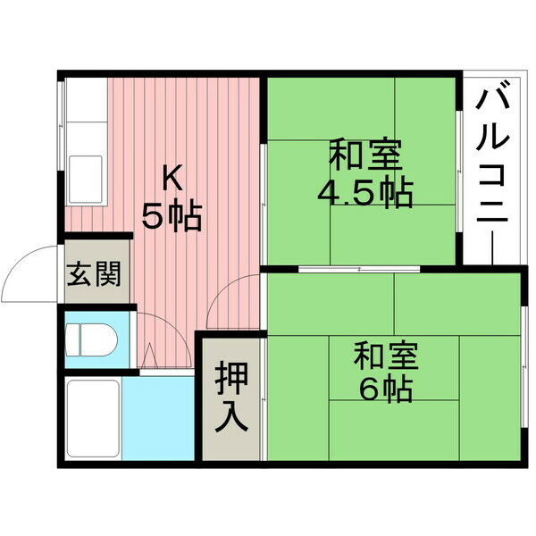 第1福和荘B棟の間取り