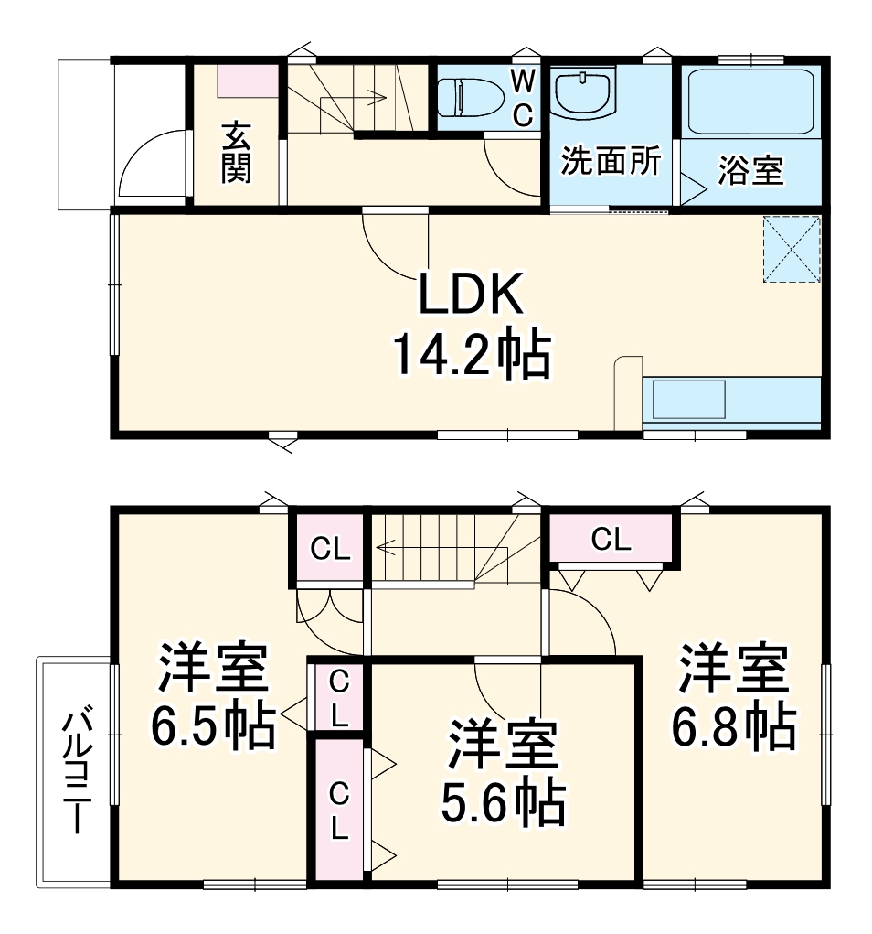小渕の完工年月(2024年12月)築の賃貸一戸建ての間取り