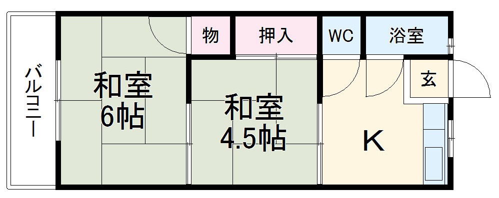 コーポ見付台・1-103号室の間取り