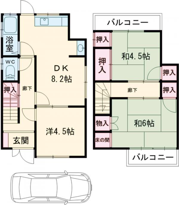 長岡京市一文橋貸家の間取り