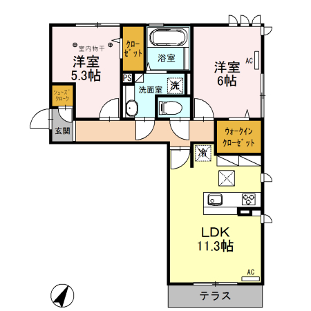 ロイジェントパークスレイクタウンⅡKの間取り