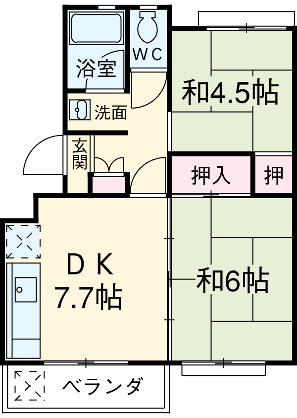 東急市が尾ドエリングD棟の間取り