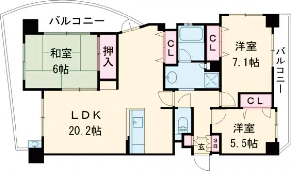 アプローズ薬院デュオイーストの間取り