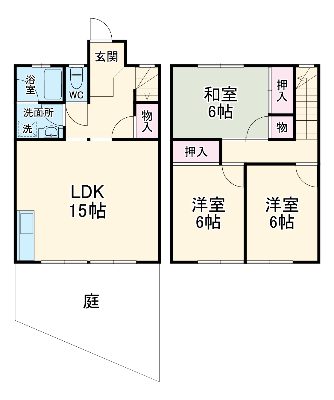 東三方テラスハウス南棟の間取り