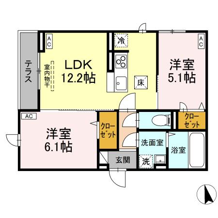 D-ROOM田町Aの間取り