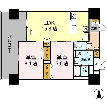 ＴＨＥ　ＲｅｊｕｖｅＰｏｒｔ　ＫＩＳＡＲＡＺＵ・507号室の間取り