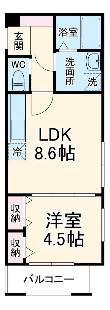 MELDIA春日部・107号室の間取り