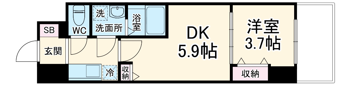 エスリードレジデンス大阪谷町ザ・マークスの間取り