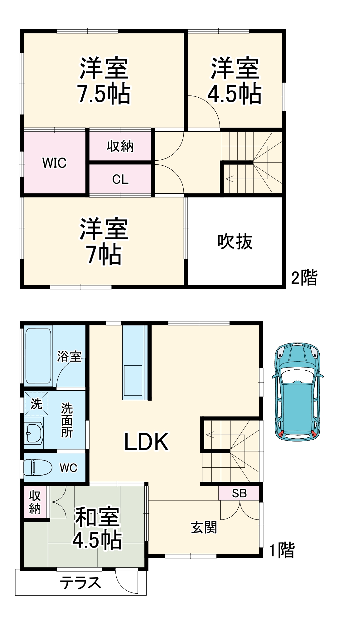 木造りの家1号棟の間取り