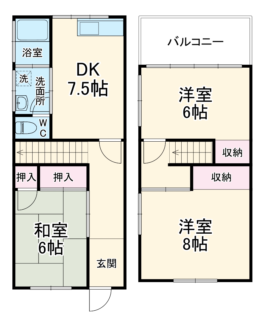 新富町戸建ての間取り