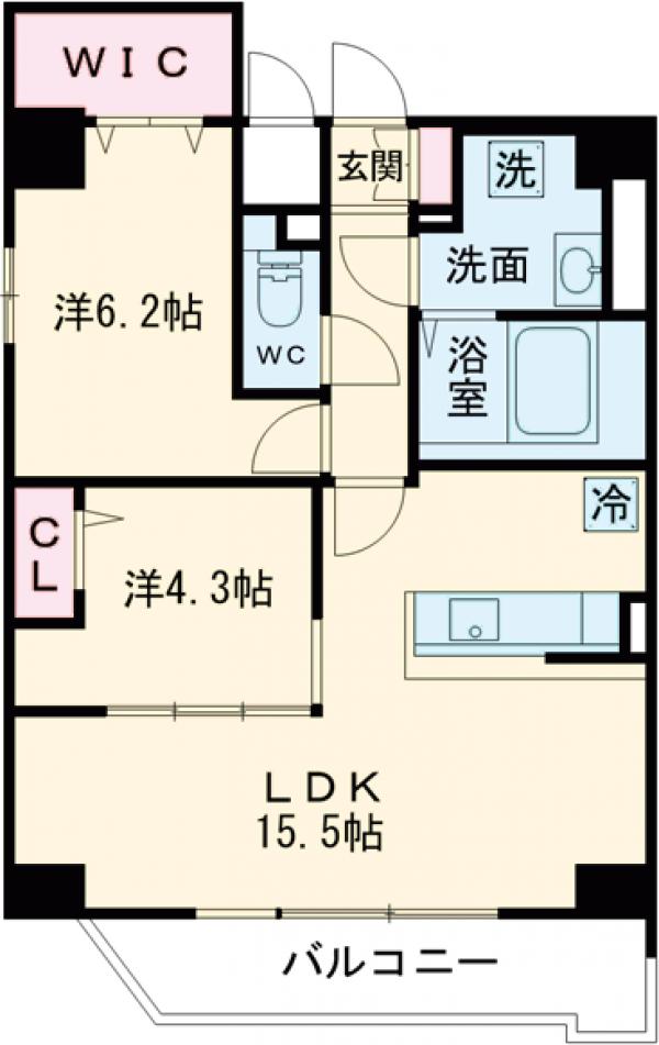 ドゥ バーグ渡辺通の間取り