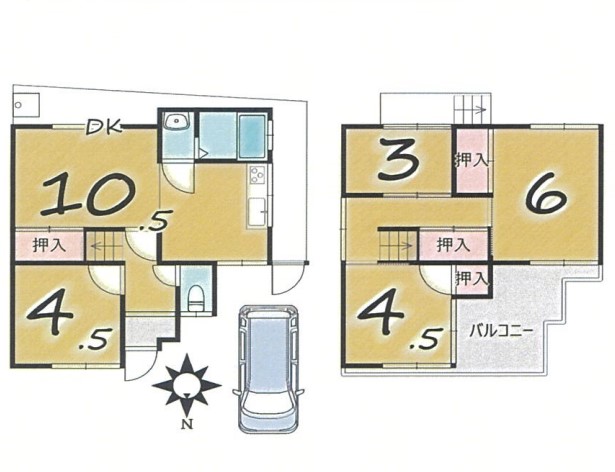 川島六ノ坪町貸家の間取り