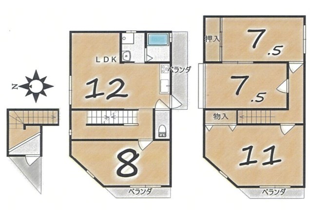 川島六ノ坪町貸家92の間取り