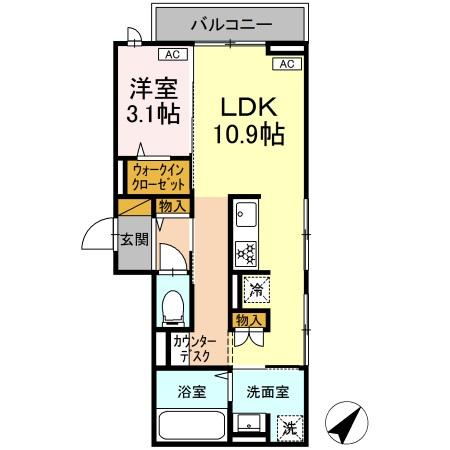 Ｄ－ＲＯＯＭ都賀2丁目Ⅰ棟・201号室の間取り