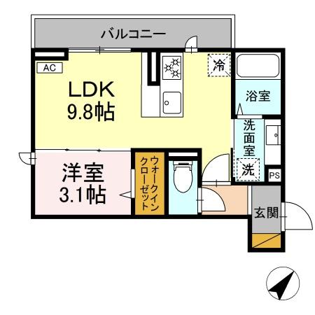 Ｄ－ＲＯＯＭ都賀2丁目Ⅰ棟・303号室の間取り