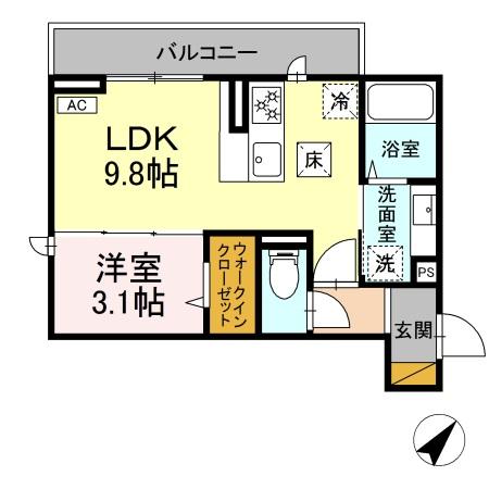 Ｄ－ＲＯＯＭ都賀2丁目Ⅲ棟・103号室の間取り