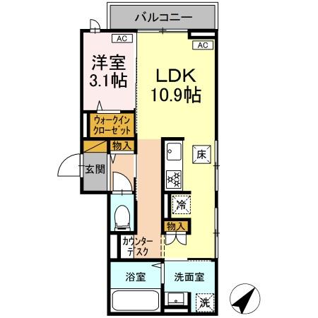 Ｄ－ＲＯＯＭ都賀2丁目Ⅲ棟・201号室の間取り