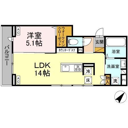 Ｄ－ＲＯＯＭ都賀2丁目Ⅲ棟・202号室の間取り
