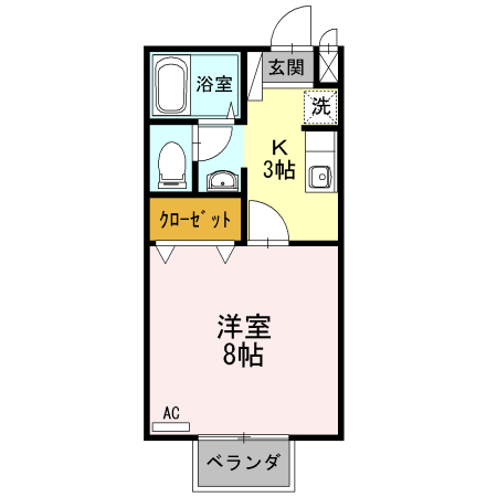 ハイム西五城・102号室の間取り
