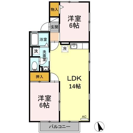 セジュール西浦 B棟の間取り