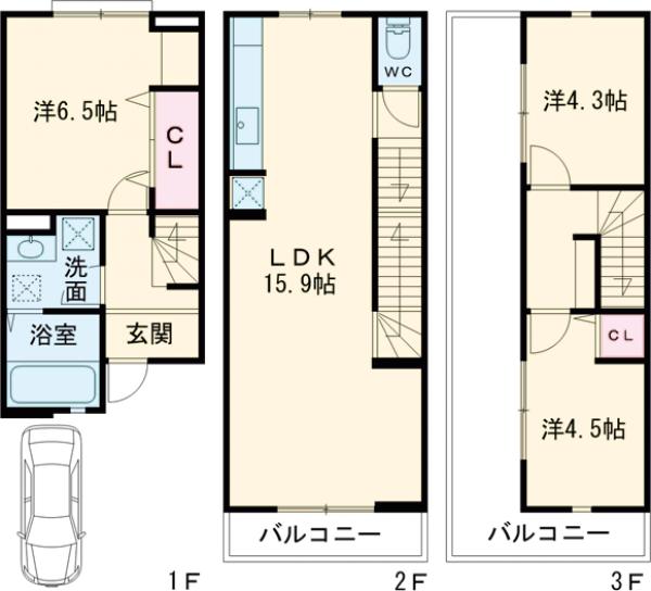 嵯峨野有栖川町貸家の間取り