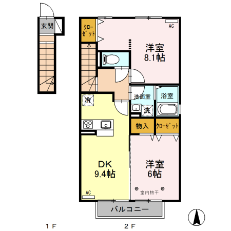 セジュールラソワ Aの間取り