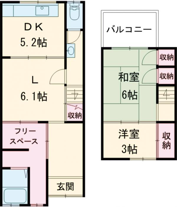 嵯峨折戸町貸家の間取り
