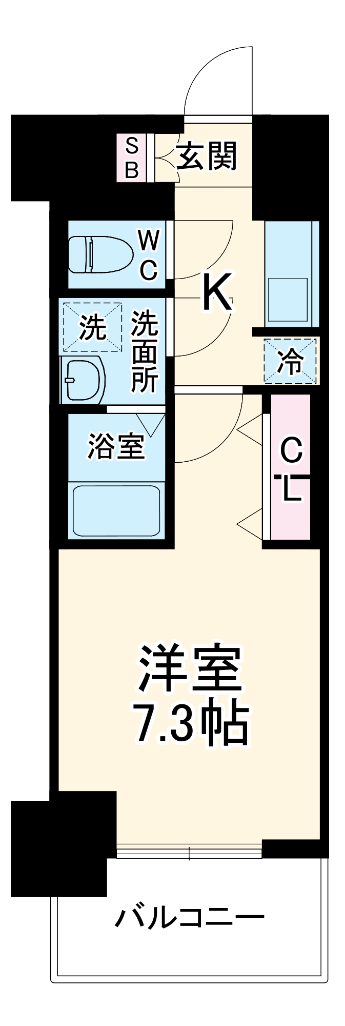 S-RESIDENCE亀島駅前ascentの間取り