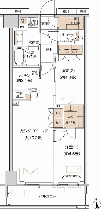 プライムネクサス大森北・612号室の間取り