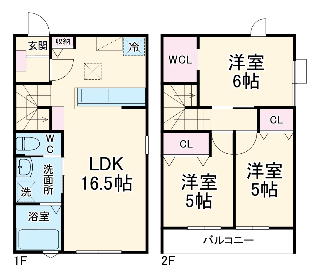 大和町戸建賃貸住宅　Ｂ棟・1号室の間取り