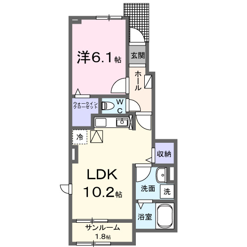 アルカンシエル・01040号室の間取り